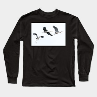 Flight of Great Blue Herons Long Sleeve T-Shirt